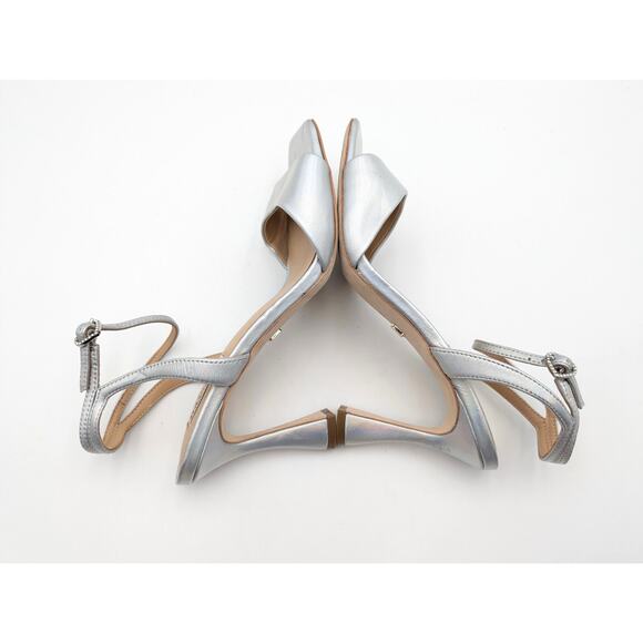 Badgley Mischka Cady Square Toe High Heel Sandals Women's Silver Size US8 EU39 - Picture 10 of 13